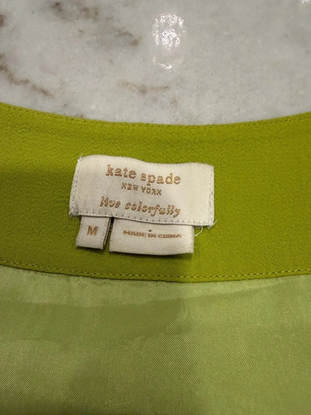 KATE SPADE Women’s Square Neck Pleated Tank Top - Lime Green!! M